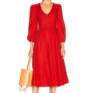 STAUD red midi dress